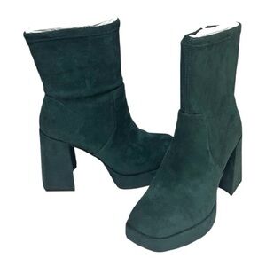 Kenneth Cole New York  Bri Stretch Boot Hunter Green Faux Suede Look size 6.5